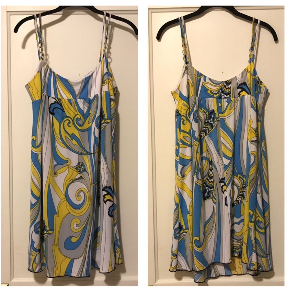 💥$5 CLEARANCE💥 Retro 60s Mod Psychedelic Mini Slip Dress Empire Waist Festival
